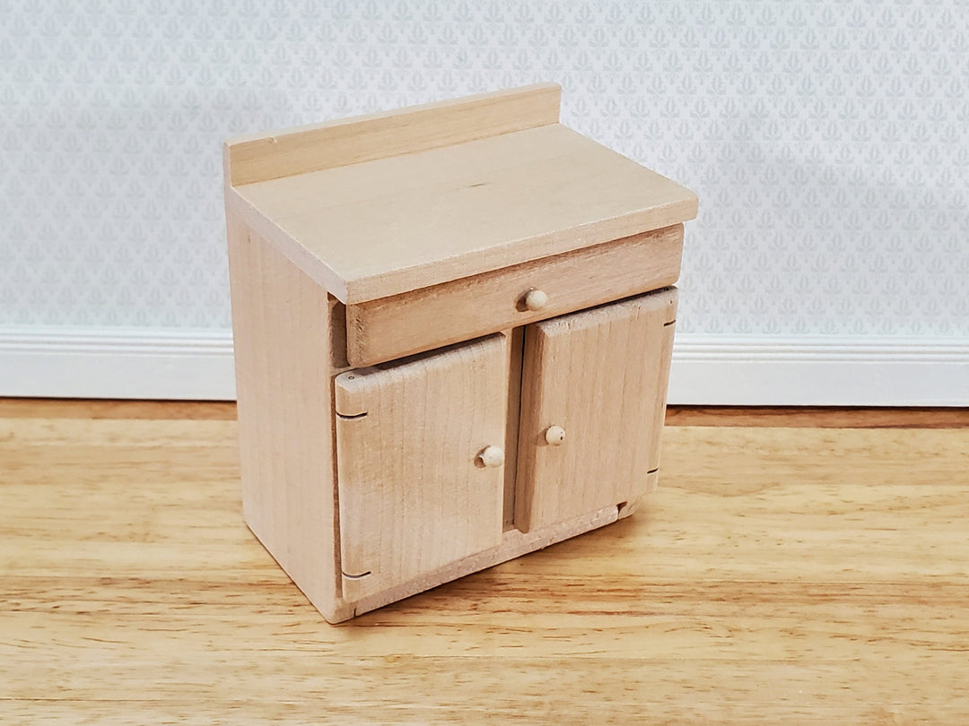Dollhouse Lower Kitchen Cabinet with Drawer 1:12 Scale Miniature Furniture Unpainted