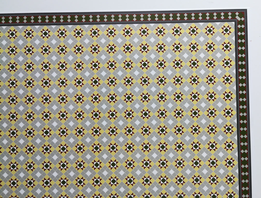 Dollhouse Victorian Faux Tile Flooring Diamond Pattern Green Gray 1:12