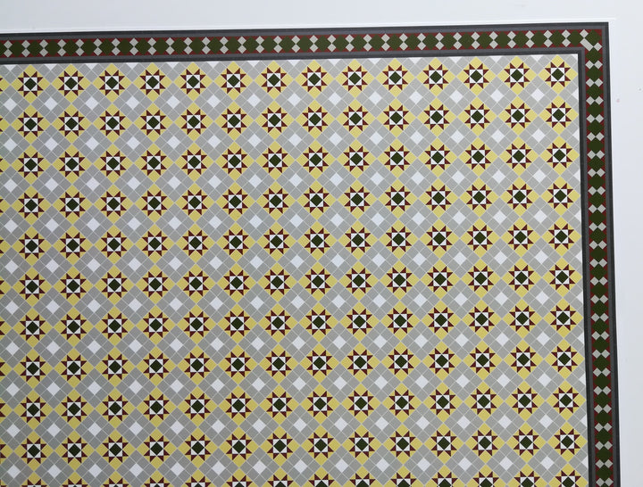 Dollhouse Victorian Faux Tile Flooring Diamond Pattern Green Gray 1:12
