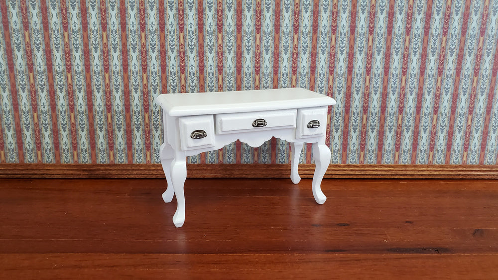 Dollhouse Miniature Vanity Desk with Drawers Wood White Finish 1:12 Scale Furniture
