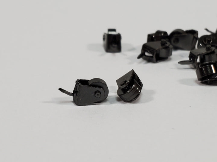 Dollhouse Miniature Wheels Casters Tiny Dark Pewter Working Set of 12 1:12 Scale