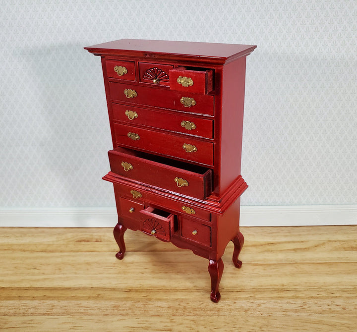 Dollhouse Highboy Dresser Queen Anne Victorian 1:12 Scale Miniature Furniture