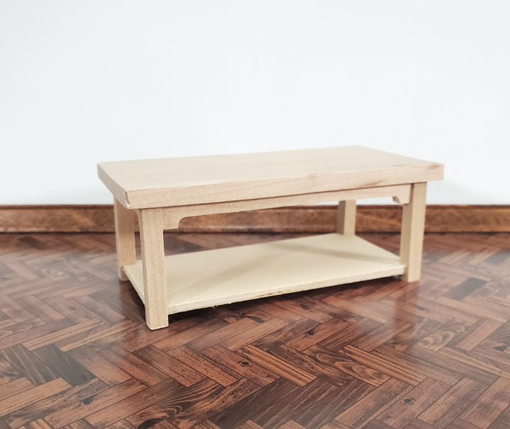 Dollhouse Coffee Table Unpainted Wood 1:12 Scale Miniature Living Room Furniture