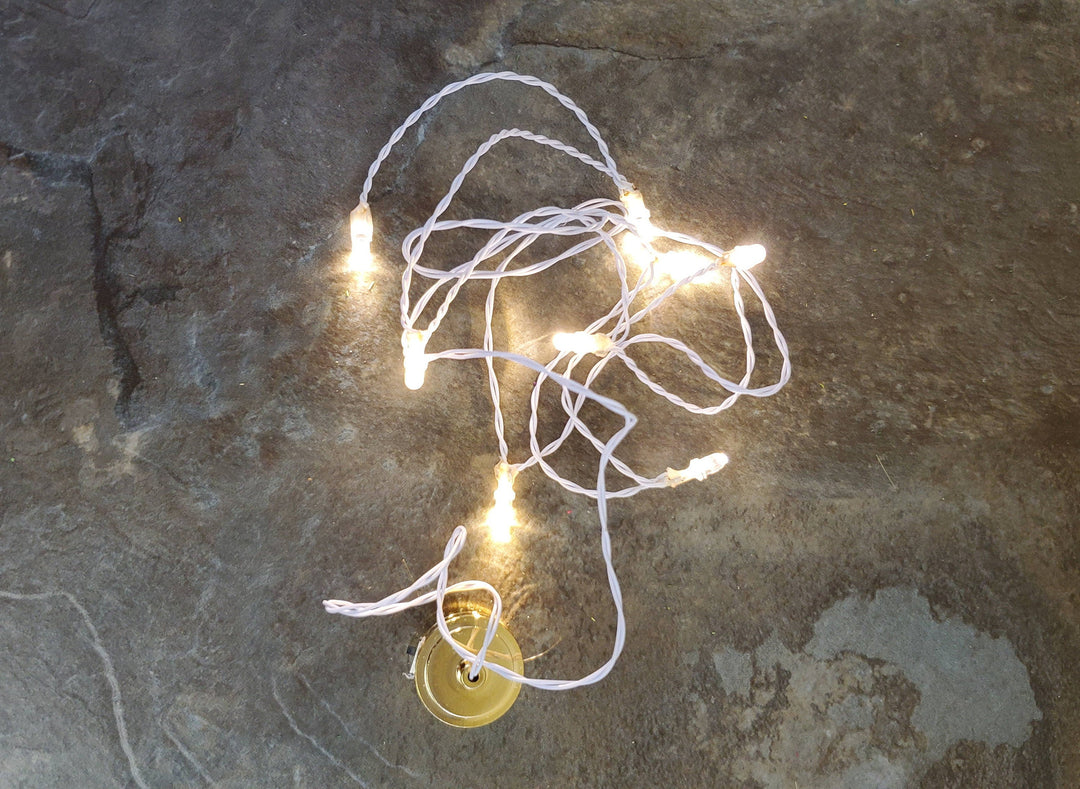 Dollhouse Miniature LED Battery 8 Light Bulbs on a String Warm Light 1:12 Scale