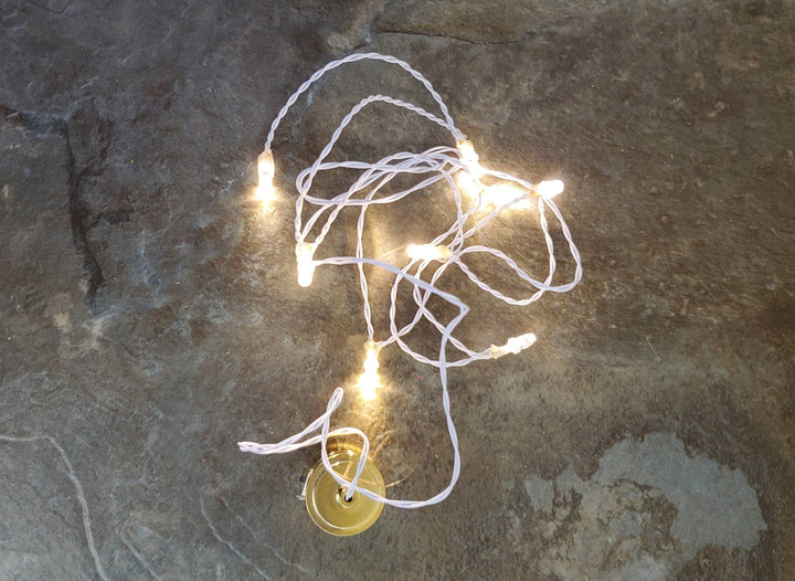 Dollhouse Miniature LED Battery 8 Light Bulbs on a String Warm Light 1:12 Scale