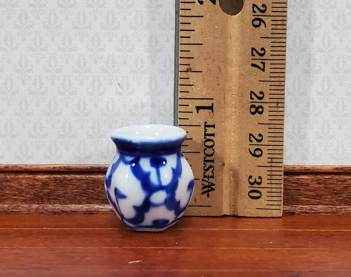 Dollhouse Vase Blue & White Pattern Decorative Planter Ceramic 1:12 Scale