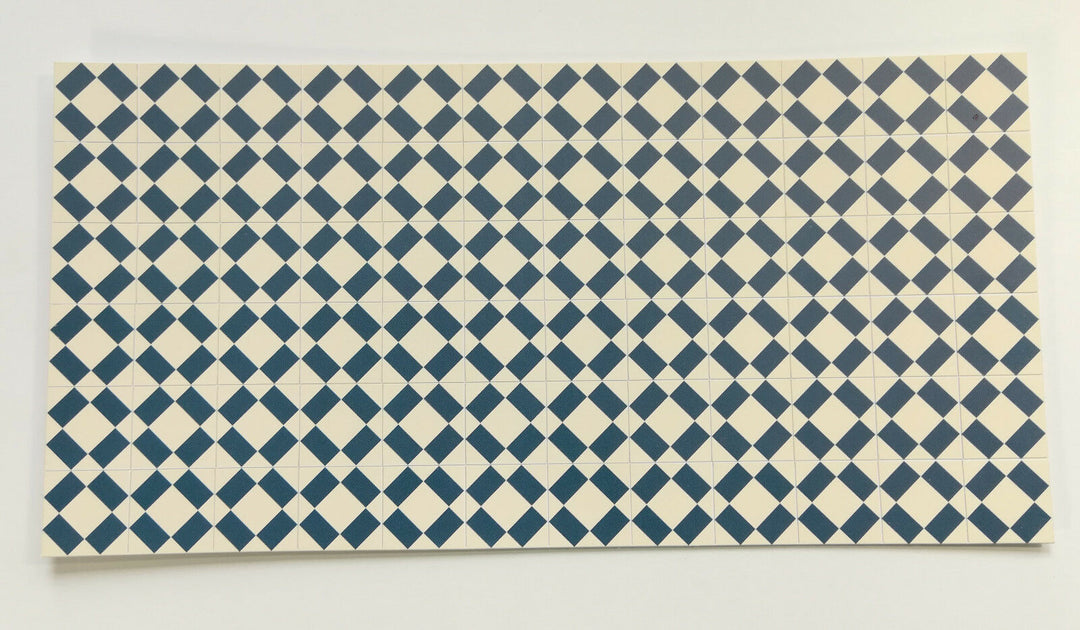 Dollhouse Miniature Tile Flooring Sheet Blue & Cream 1:12 Scale Break Off Pieces