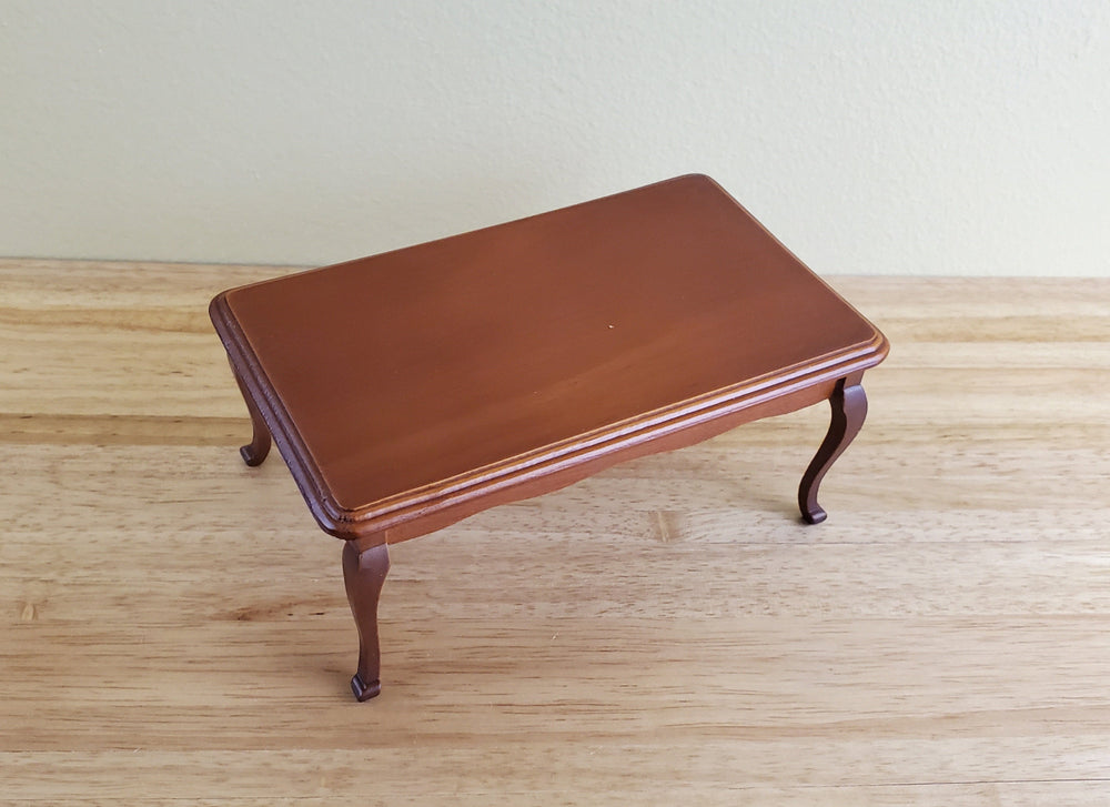 Dollhouse Miniature Dining Room Table Medium Walnut Finish 1:12 Scale Furniture