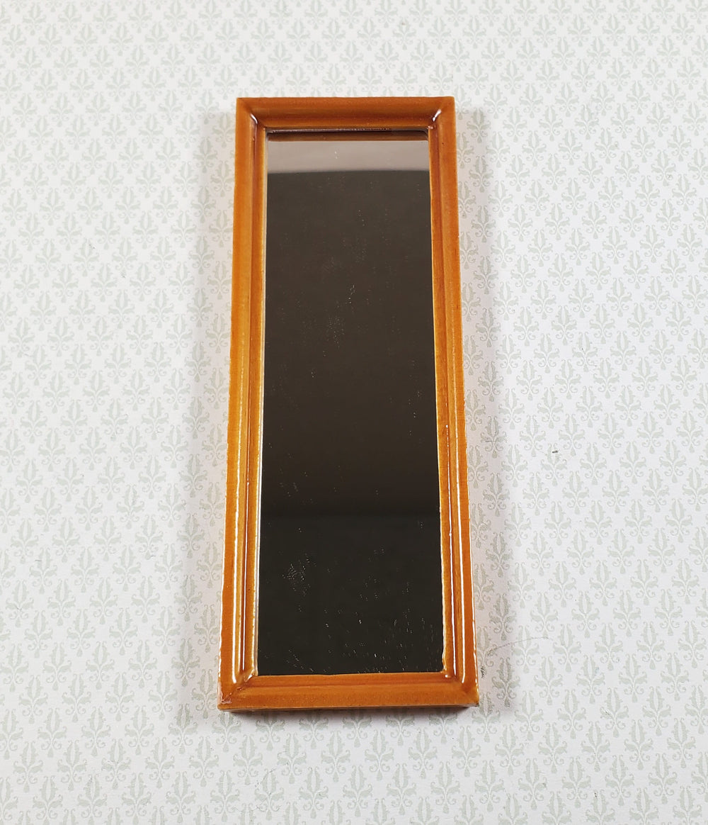 Dollhouse Mirror Full Length Dressing Wood Frame Modern 1:12 Scale Miniature Accessory