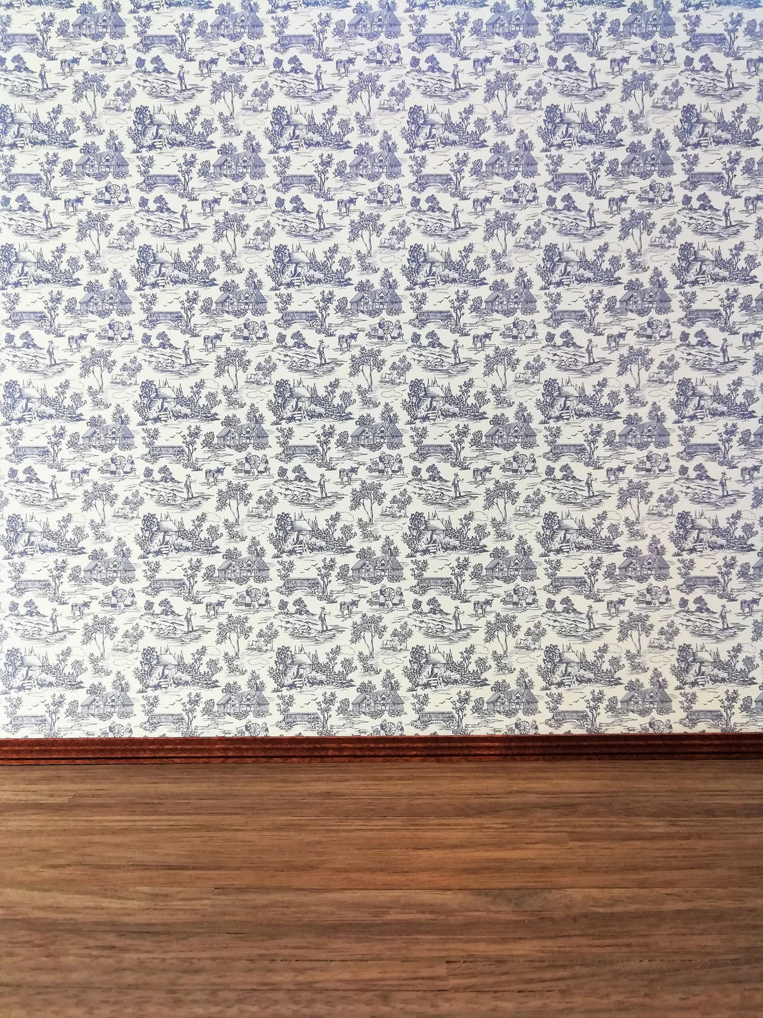 Dollhouse Wallpaper Brodnax "Campagne Toile Blue" 1:12 Scale Miniature