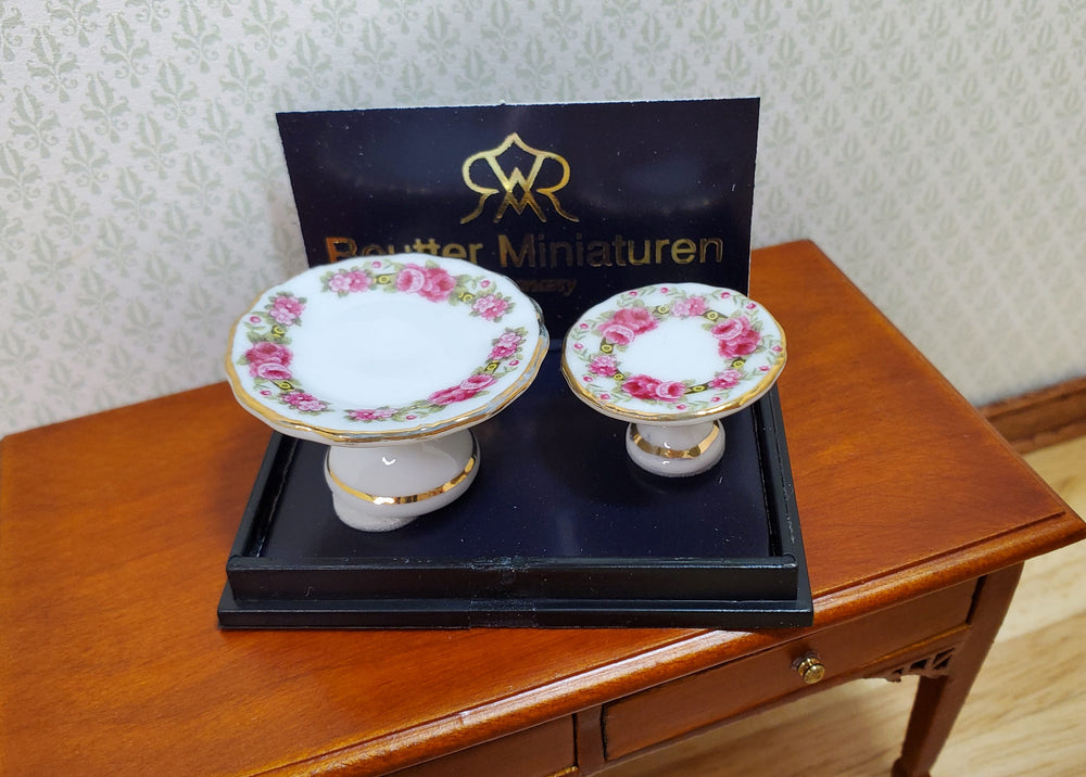 Dollhouse Cake Stands Reutter Porcelain Rose Band 1:12 Scale Miniature Dishes