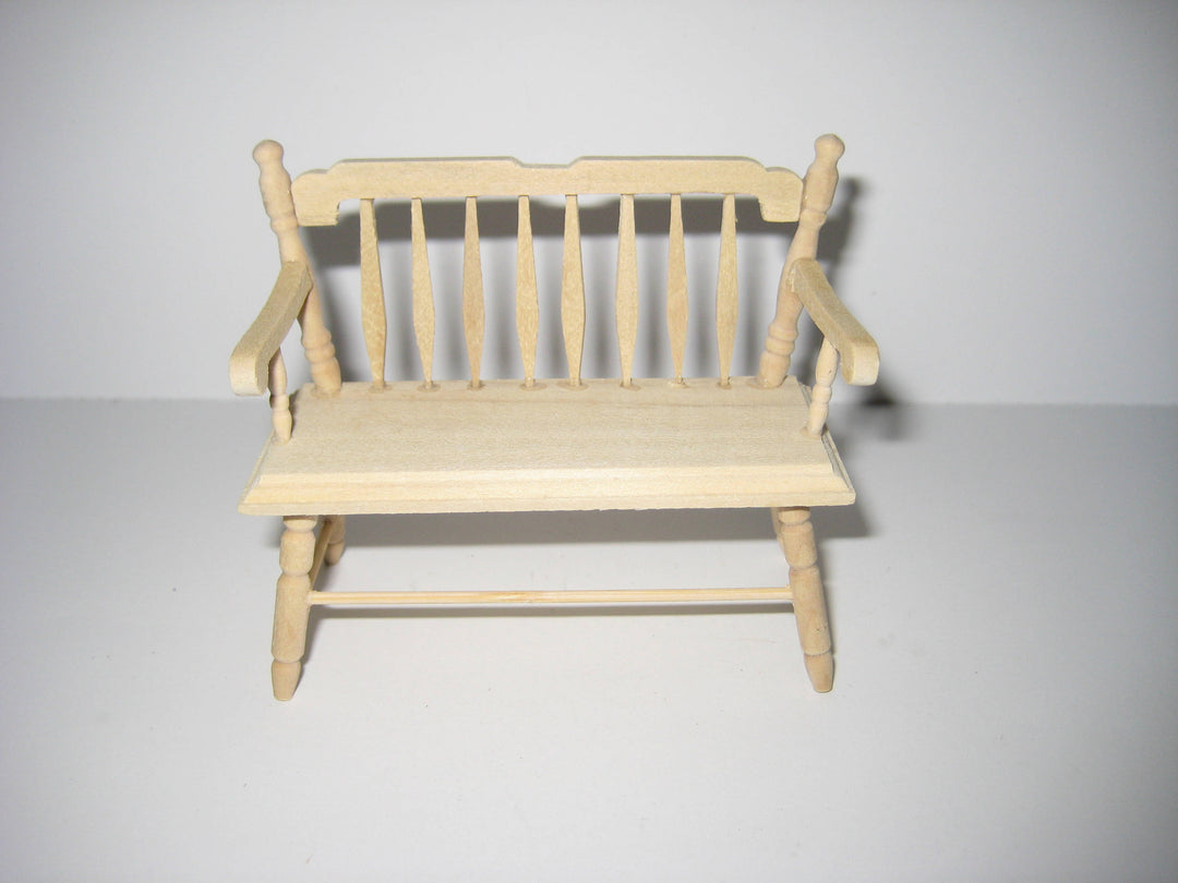 Dollhouse Miniature Bench Colonial Style 1:12 Scale Furniture Unpainted