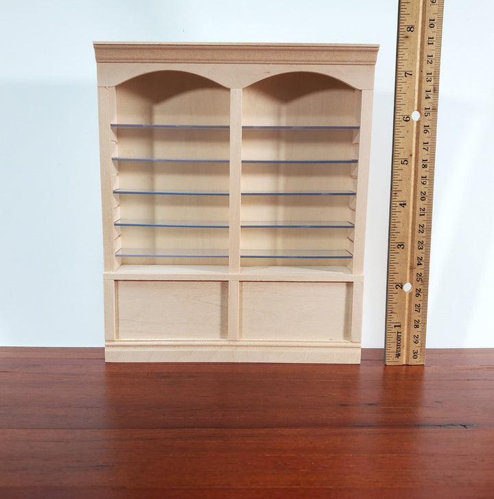 Dollhouse Bookshelf or Shop Shelves 2 Bay 10 Adjustable Shelves 1:12 Scale Furniture Unpainted Unfinished