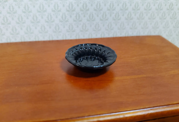 Dollhouse Black Decorative Bowl Painted Glass 1:12 Scale Miniature