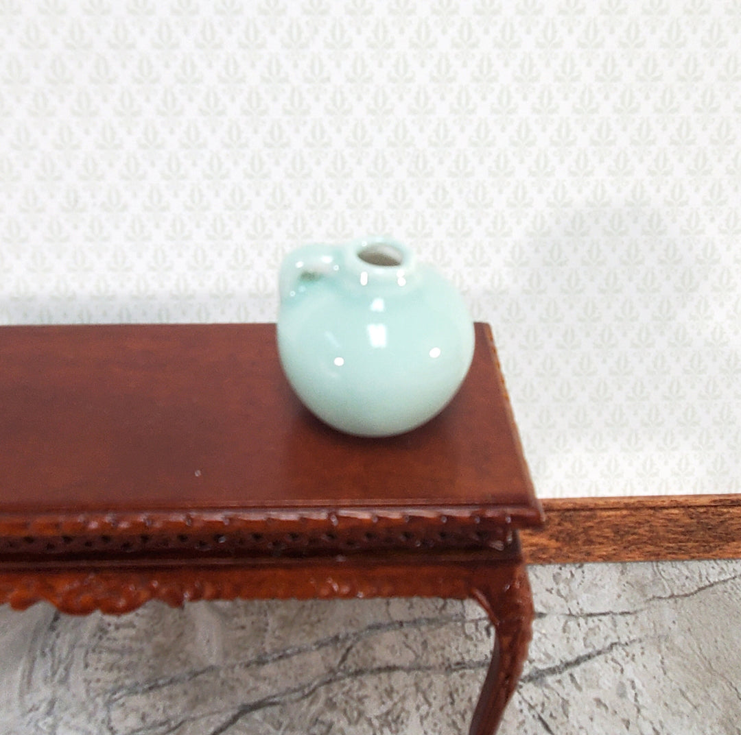Dollhouse Jug with Handle Sea Green Ceramic Crock 1" 1:12 Scale Miniature Accessory