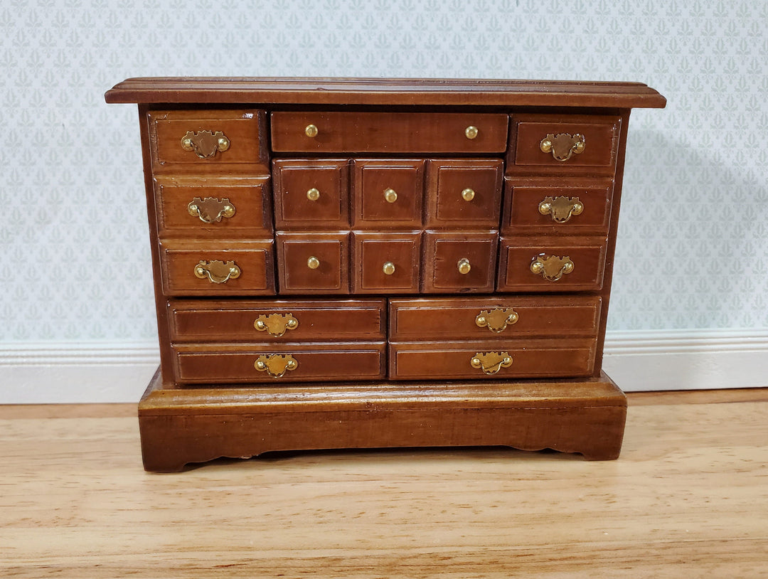 Dollhouse Dresser Chest 6 Opening Drawers 1:12 Scale Miniature Walnut Finish