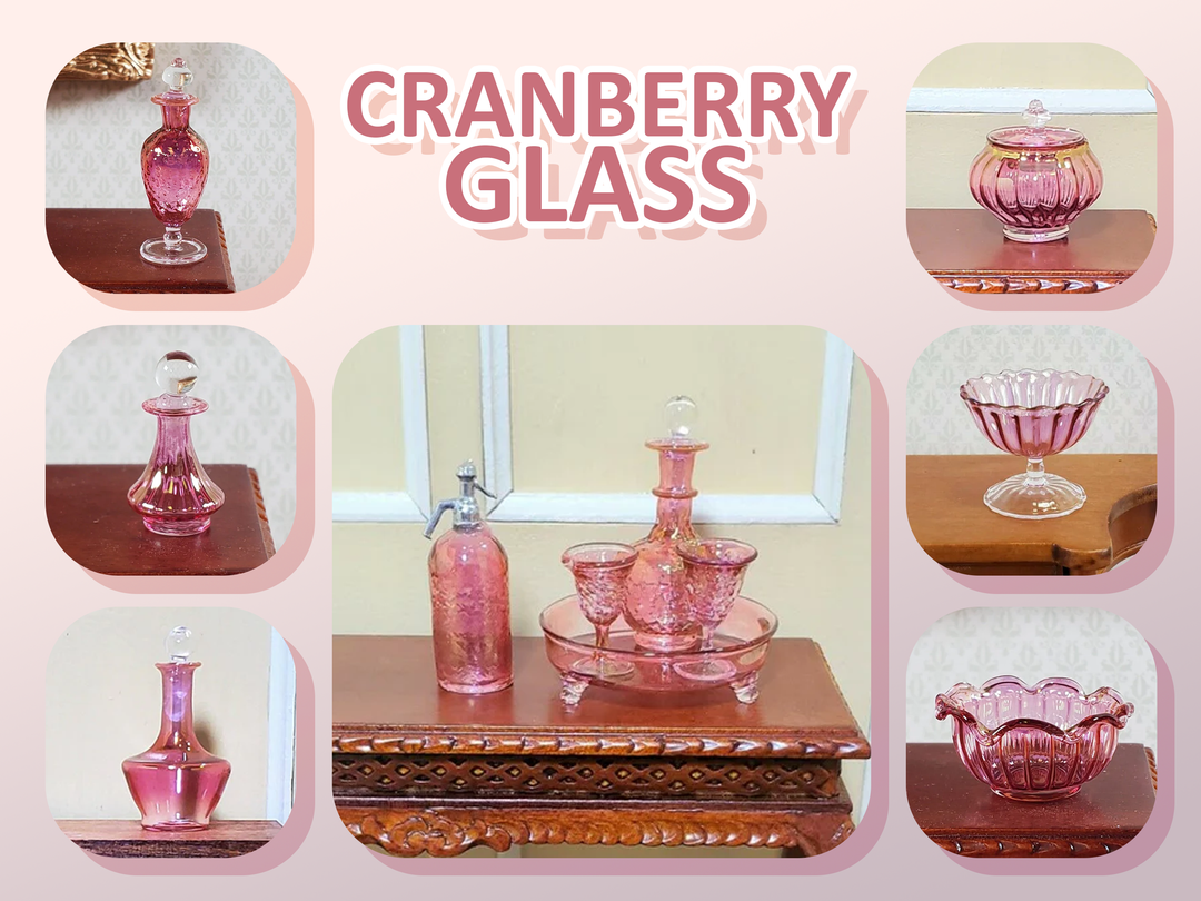 Dollhouse Trophy Vase Pink Cranberry Glass 1:12 Scale Miniature Philip Grenyer