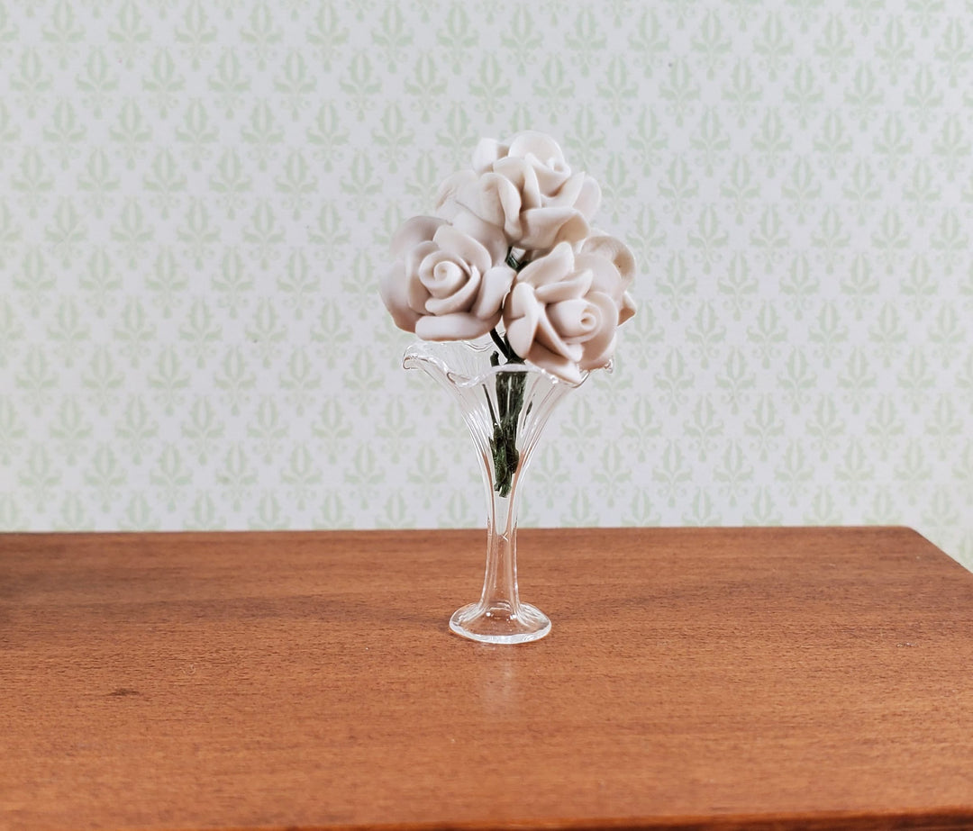 Dollhouse Clear Glass Floral Vase Tall Slim 1:12 Scale Miniature Decoration