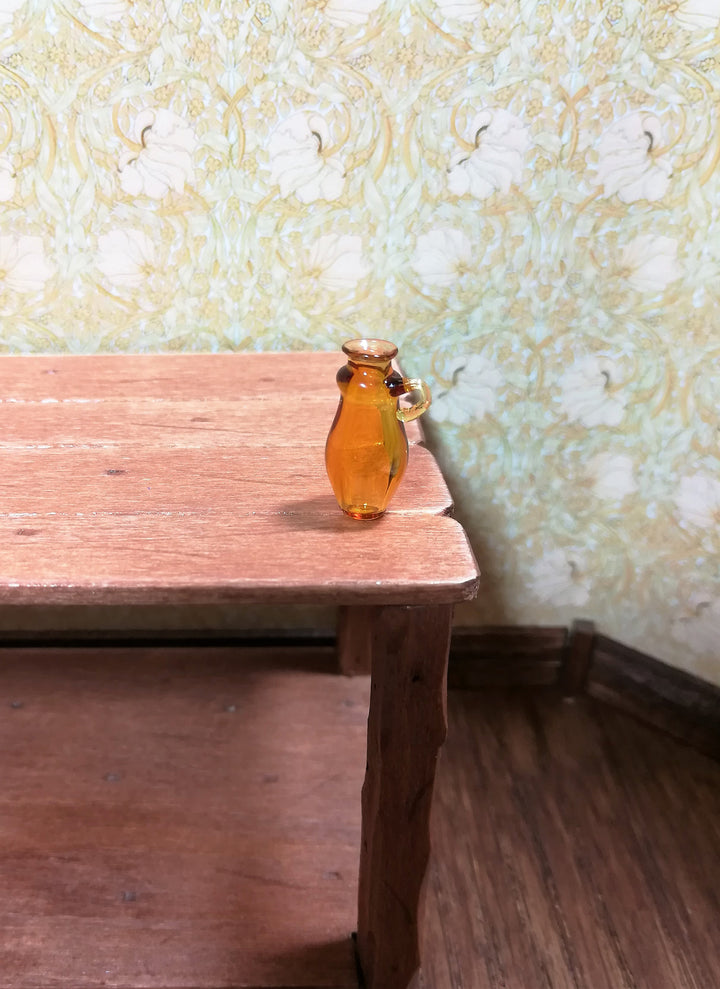 Dollhouse Amber Syrup Jug Bottle Jar Vase with Handle Tiny 11/16" 1:12 Scale
