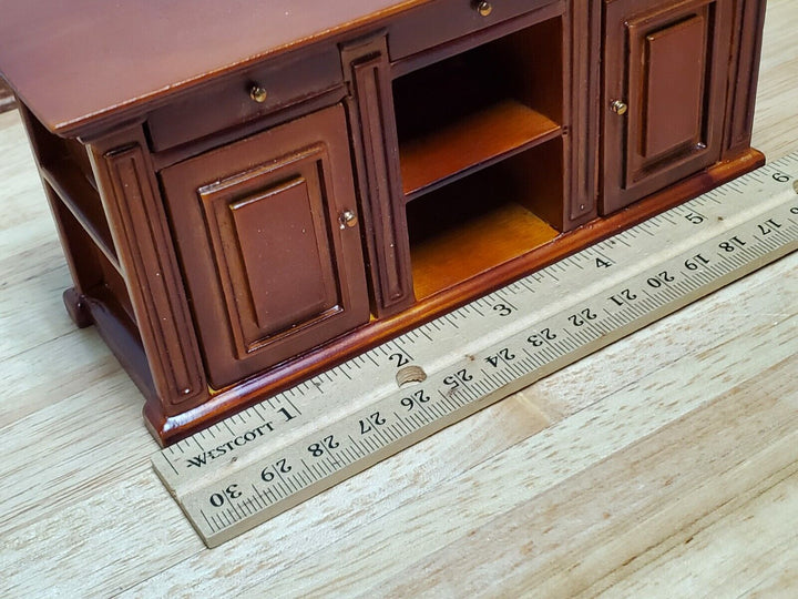 Dollhouse Kitchen Bar Island Large Walnut Finish 1:12 Scale Miniature Furniture