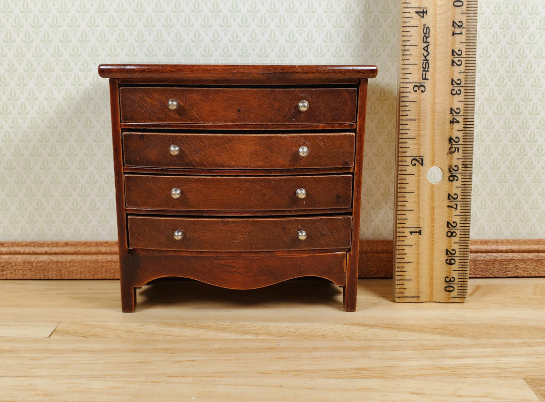 Dollhouse Dresser 4 Drawer Wood Walnut Finish 1:12 Scale Miniature Furniture