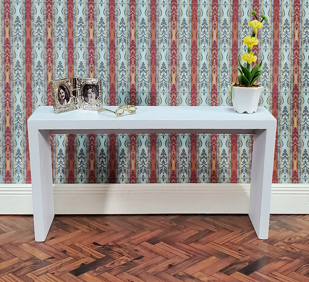 Dollhouse Console or Tall Sofa Table Modern White 1:12 Scale Miniature Furniture