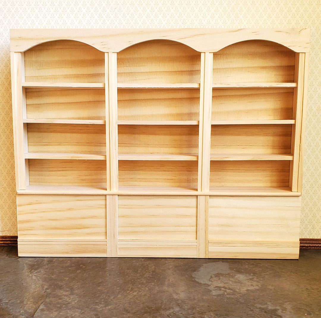 Dollhouse Library Bookcase or Shop Shelves 3 Bay 1:12 Scale Furniture Unpainted
