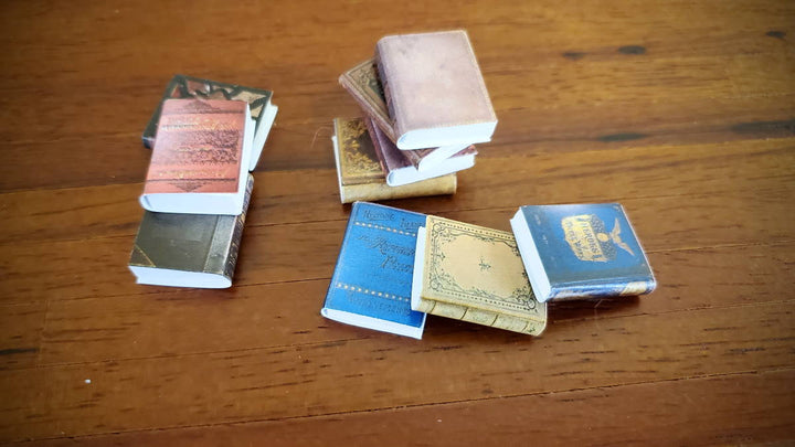 Dollhouse Miniature Book Set x10 Antique Style Set #2 1:12 Scale (blank inside)
