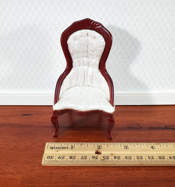 Dollhouse Ladies Chair Victorian White with Mahogany Finish 1:12 Scale Miniature Furniture