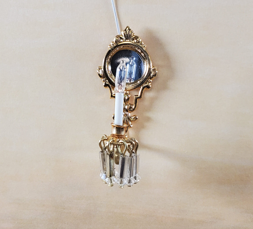 Dollhouse Crystal Wall Sconce 12 Volt 1:12 Scale Miniature Handmade