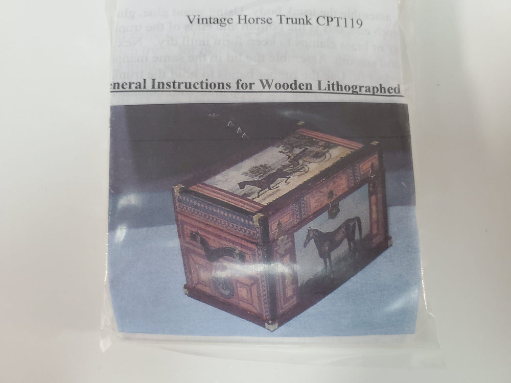 Dollhouse Miniature Trunk KIT Vintage Horse Theme 1:12 Scale Miniature Furniture