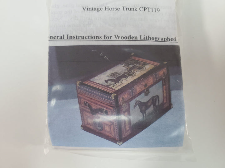 Dollhouse Miniature Trunk KIT Vintage Horse Theme 1:12 Scale Miniature Furniture