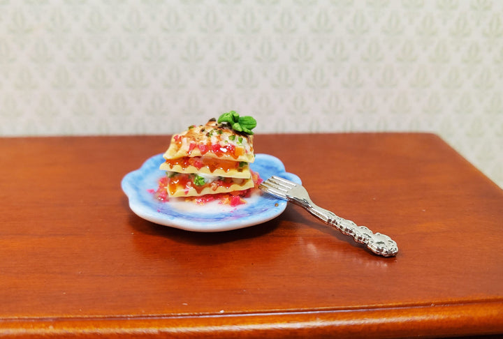 Dollhouse Lasagna on a Ceramic Plate 1:12 Scale Miniature Food Kitchen