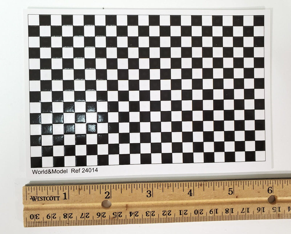 Dollhouse HALF SCALE Wall or Floor Tiles Embossed Black & White 1:24 Scale
