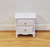JBM Dollhouse Side Table or Nightstand 2 Drawers White 1:12 Scale Miniature Furniture