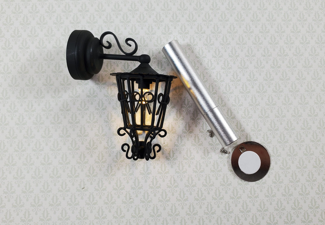 Dollhouse Carriage Light Battery Operated with Wand 1:12 Scale Miniature Lamp