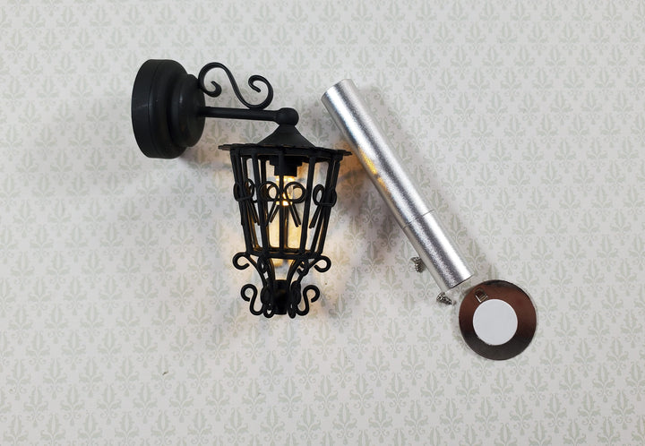 Dollhouse Carriage Light Battery Operated with Wand 1:12 Scale Miniature Lamp