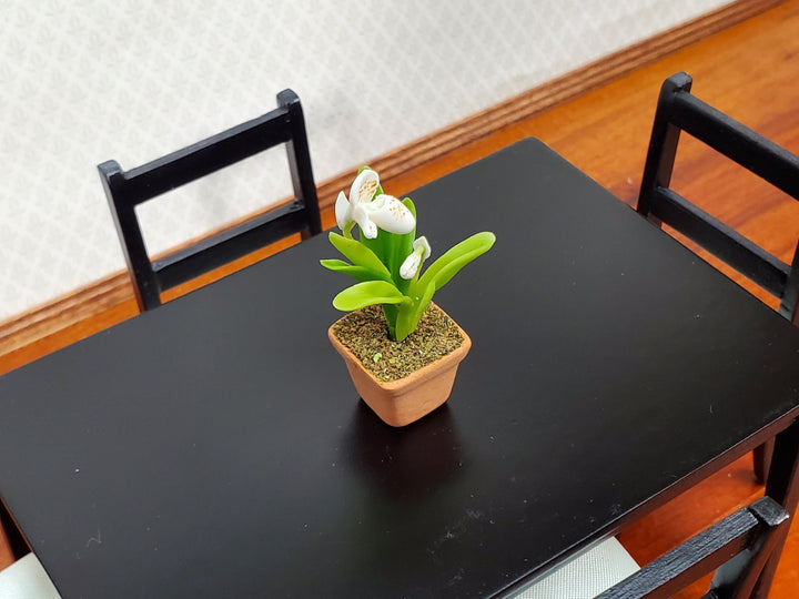 Dollhouse Cup Orchid White Plant in Terra Cotta Planter 1:12 Scale Miniature