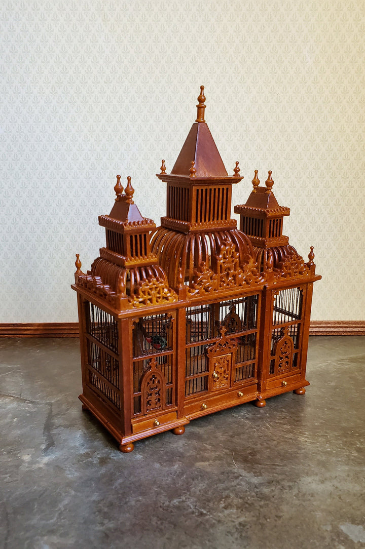 Dollhouse Miniature Birdcage JBM Large Victorian Fancy 1:12 Walnut Finish