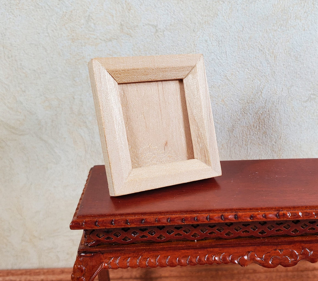 Miniature Picture Frame Wood with Backing and Stand Vertical Portrait 1 7/16"