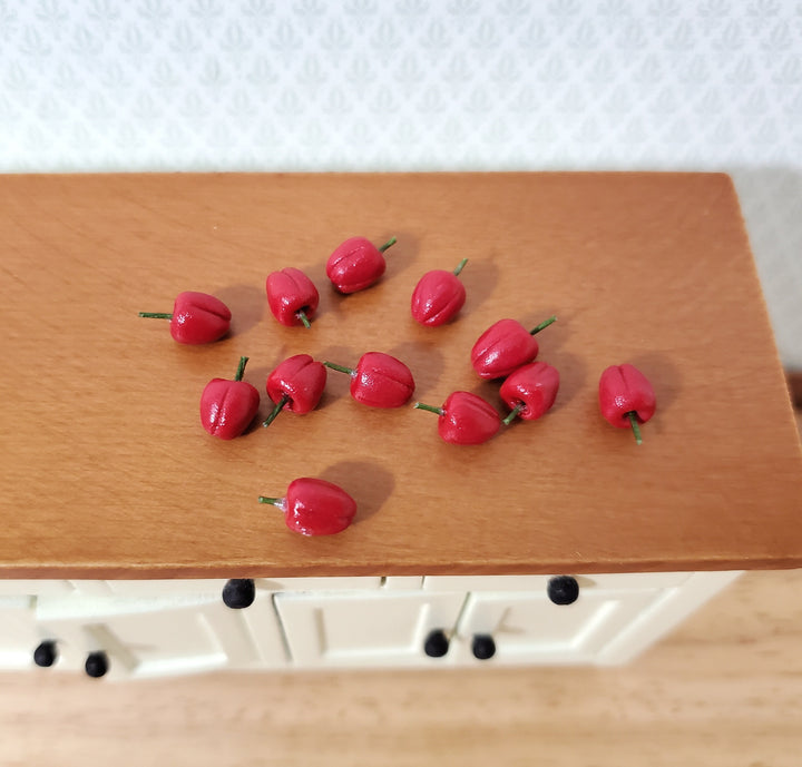 Dollhouse Red Bell Peppers Set of 12 1:12 Scale Miniature Kitchen Food Grocery
