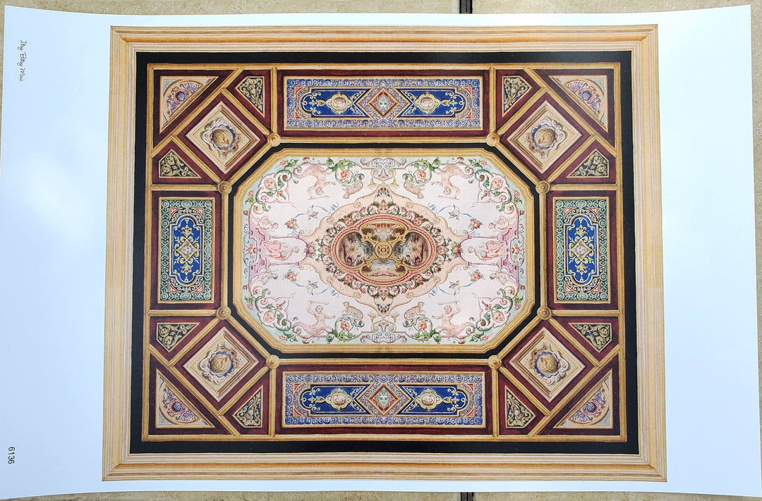 Dollhouse Ceiling Mural Wallpaper Victorian Painted Style 1:12 Scale Itsy Bitsy