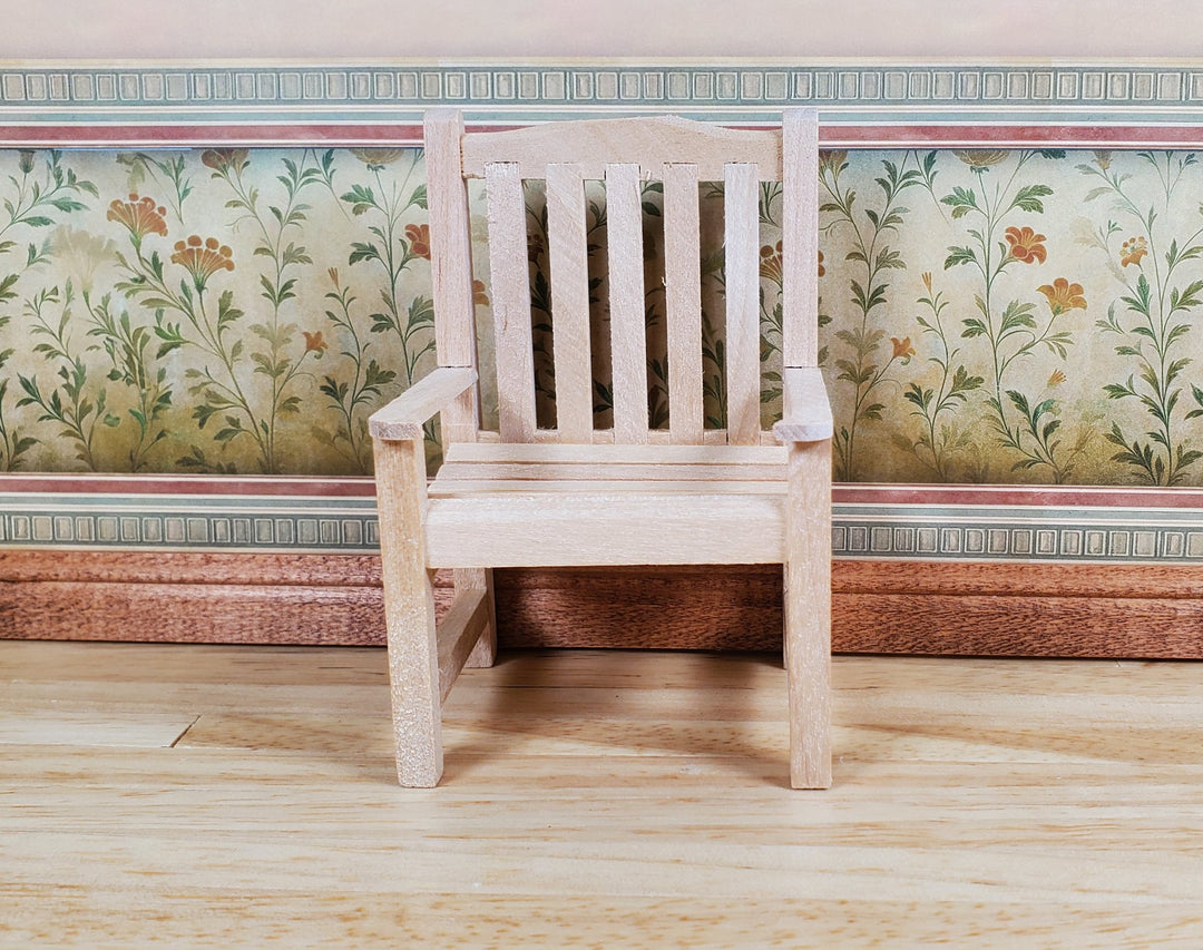 Dollhouse Garden Chair for Porch Patio Unpainted 1:12 Scale Miniature Furniture