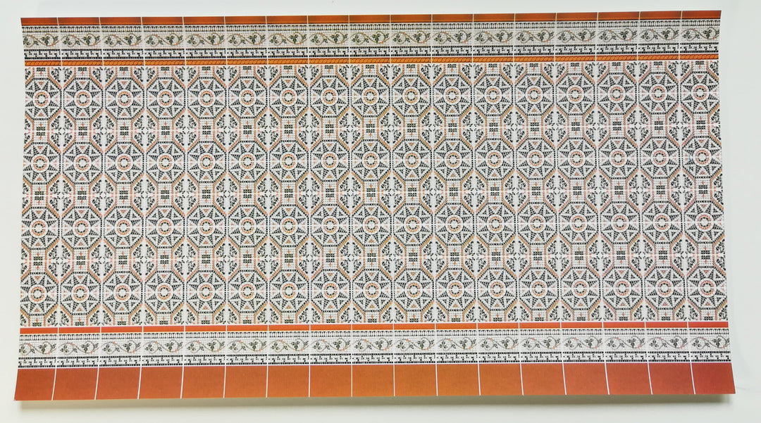 Dollhouse Wall Tiles Orange White Black Green Embossed 1:12 Scale World Model