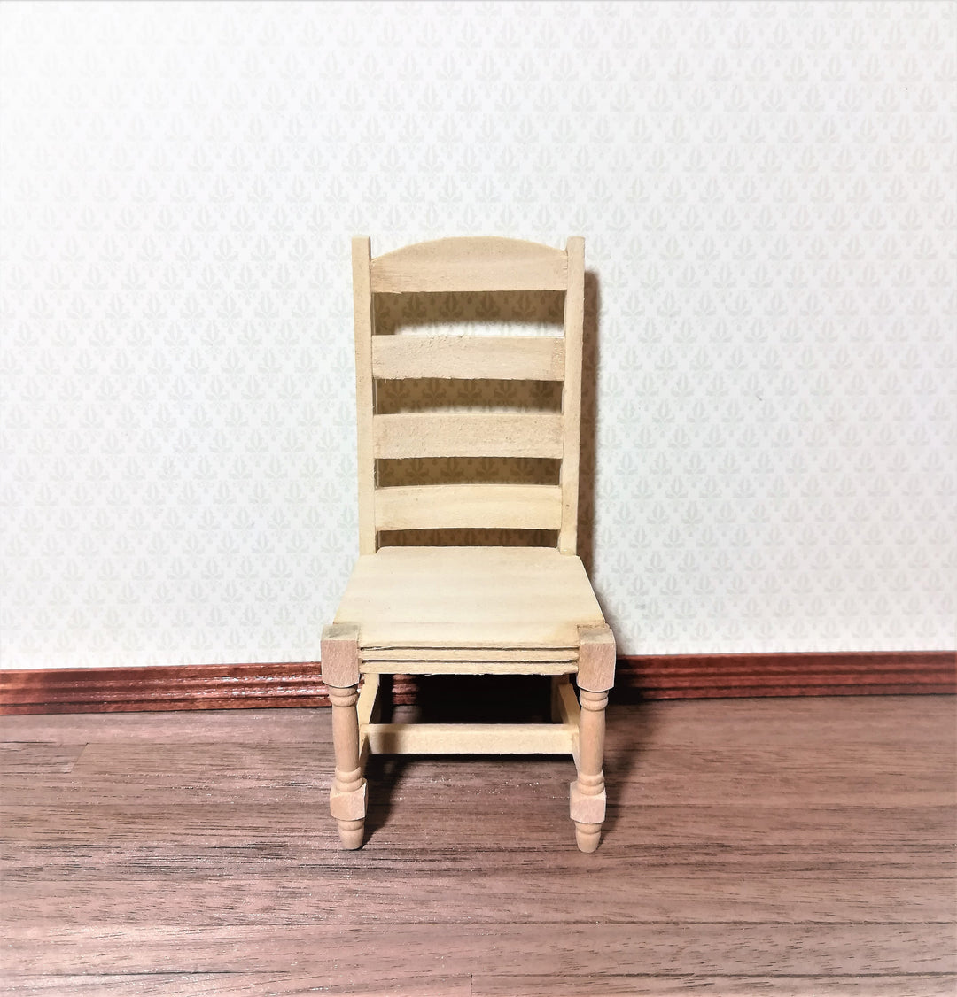 Dollhouse Miniature Chair Unpainted Ladderback for Kitchen or Dining Room 1:12