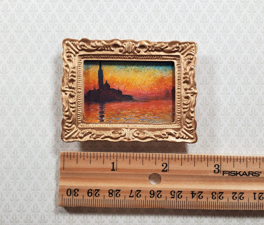 Miniature Framed Print Claude Monet Sunset in Venice 1:12 Scale Dollhouse