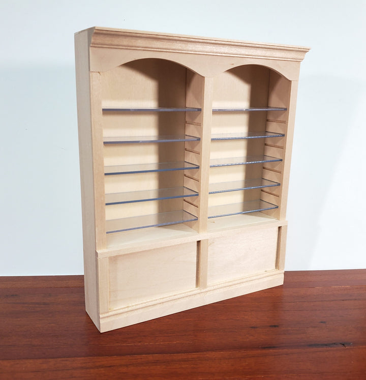 Dollhouse Bookshelf or Shop Shelves 2 Bay 10 Adjustable Shelves 1:12 Scale Furniture Unpainted Unfinished