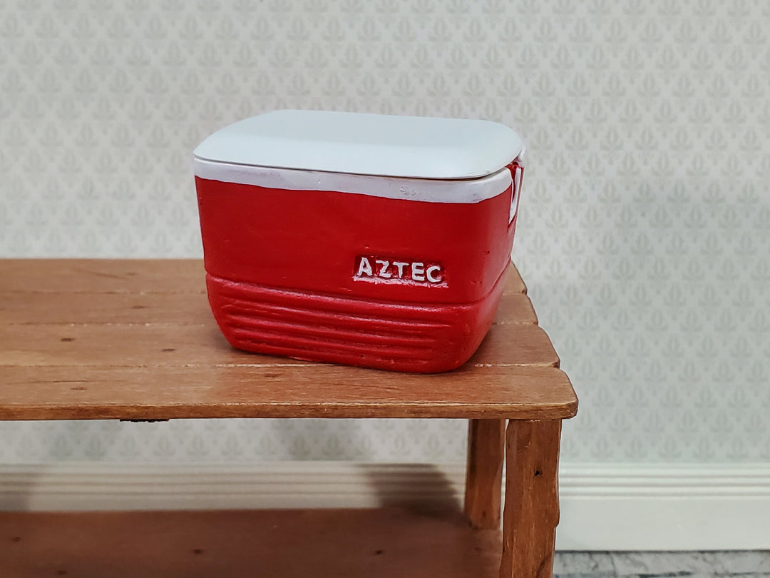 Dollhouse Red Cooler with Removable Lid Ice Chest Modern 1:12 Scale Dollhouse
