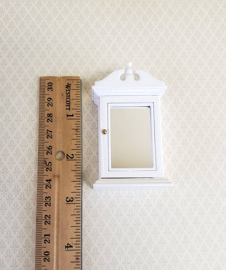 Dollhouse Miniature Medicine Cabinet Hanging White Shelves with Mirror 1:12 Scale Bathroom