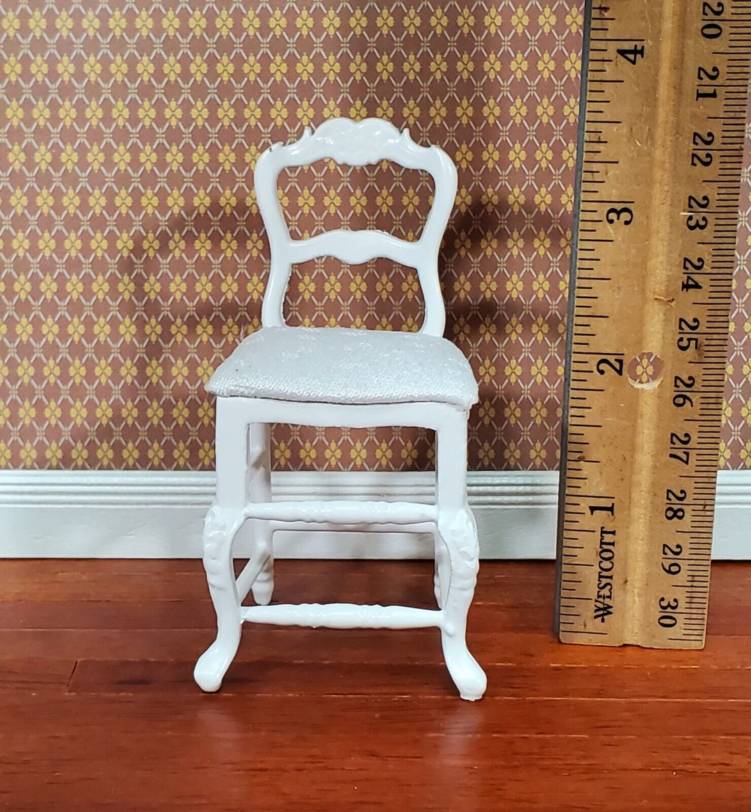 Dollhouse Tall Chair White Counter Height Padded Seat 1:12 Scale Furniture